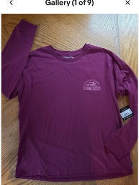 Eddie Bauer Women's Long-Sleeve Crew Tee - Plum Size Small-Medium NWT